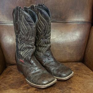John Whaynee Ostrich Leather Square Toe Cowboy Boots Men’s Size 5.5 (MX 24)
